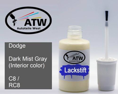 Dodge, Dark Mist Gray (Interior color), C8 / RC8: 20ml Lackstift, von ATW Autoteile West.
